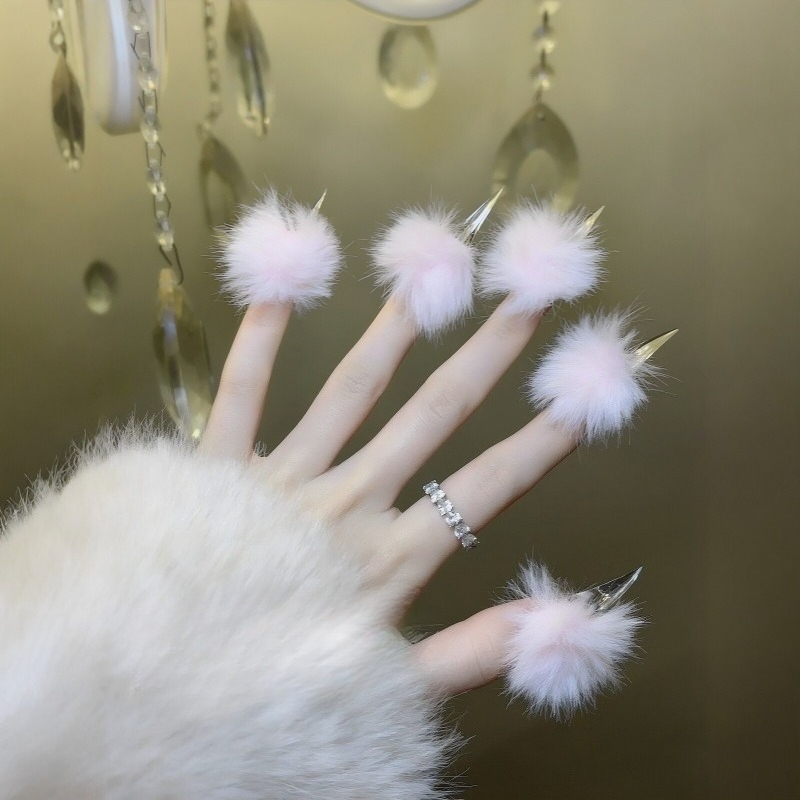 Nail Art Press On - El Yapımı Uzun Kedi Pençesi Şeklinde