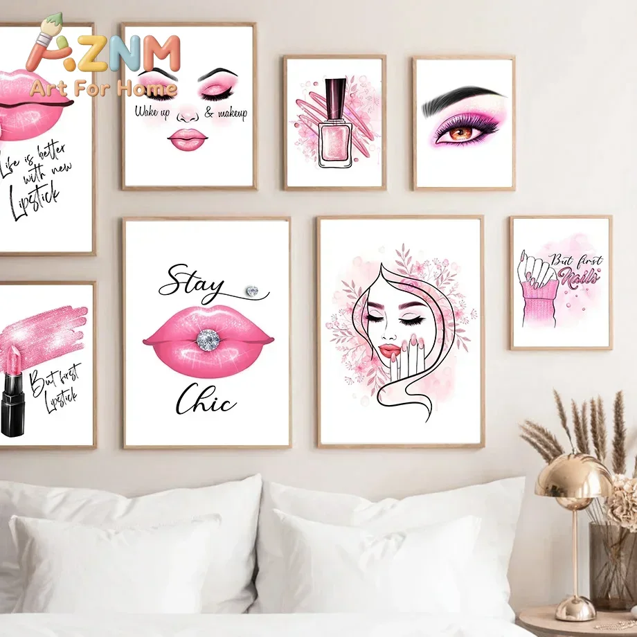 AZNM Çerçevesiz Kanvas Duvar S - Nail Art Pink incelemesi ve fiyatı